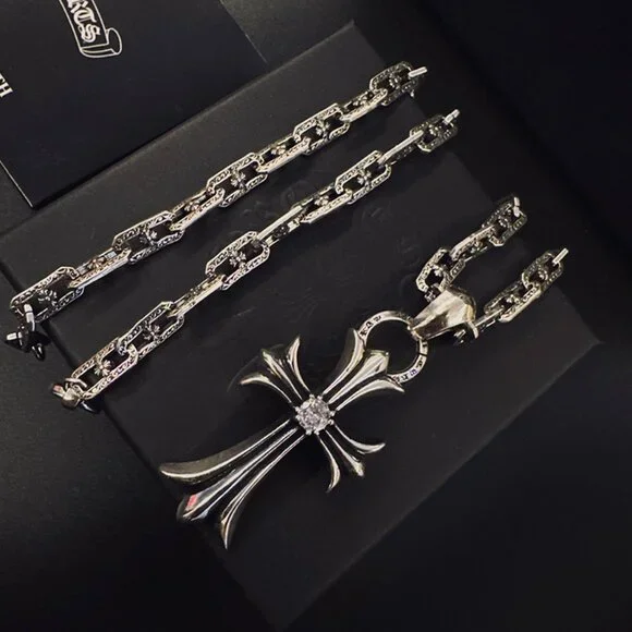 Chrome Hearts Sterling Silver Cross Pendant Necklace - Picture 6 of 8